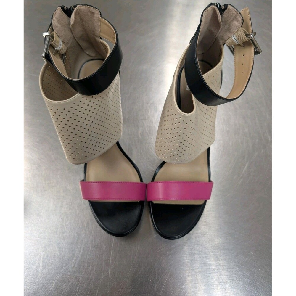 Juicy Couture Jcatarahice Strap Black Pink Stiletto Platform Heels Size 7 1/2